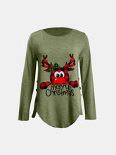 Full Size Reindeer Round Neck Long Sleeve T-Shirt OutfitFlow